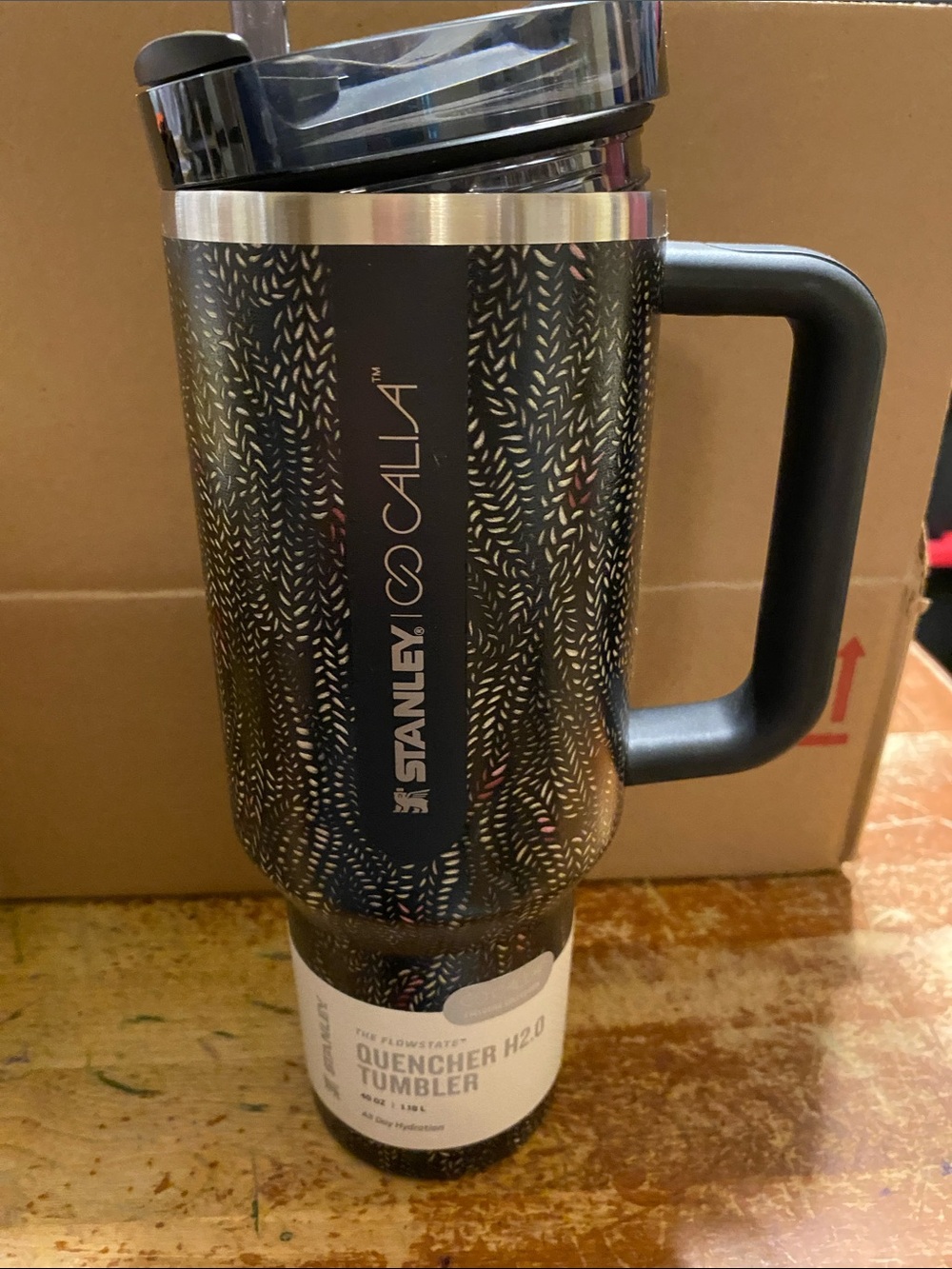 Stanley Black Pattern Insulated Quencher Tumbler with Handle